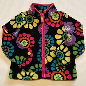 Carter’s mock neck full zip black jacket. Pink, orange, yellow flowers. 24 month